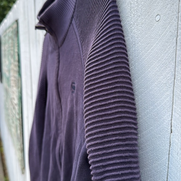Men’s Gstar Raw cotton zip up sweater blue ribbed sleeves - Picture 3 of 5
